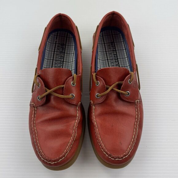 Sperry Top-Sider Red Leather Boat Shoes Mens 13M Non Marking Sole Preppy  Casual